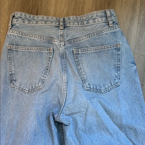 Zara Blue Straight Leg Jeans with Distressed Details - Picture 7 of 8